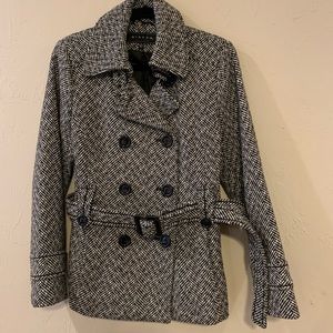 Black and white pea coat